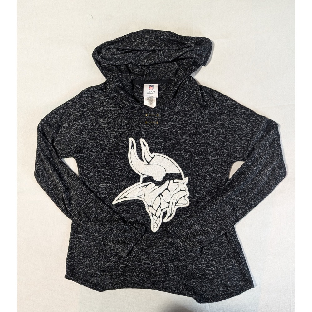 Minnesota Vikings NFL Hoodie Girls Large 10/12 Soft Knit Pullover Sweater Grey